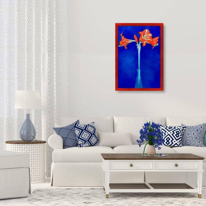 Piet Mondrian, Amaryllis Pre-Framed - Stiletto Red Frame 24 X 36 - Canvas  Art & Reproduction Oil Paintings