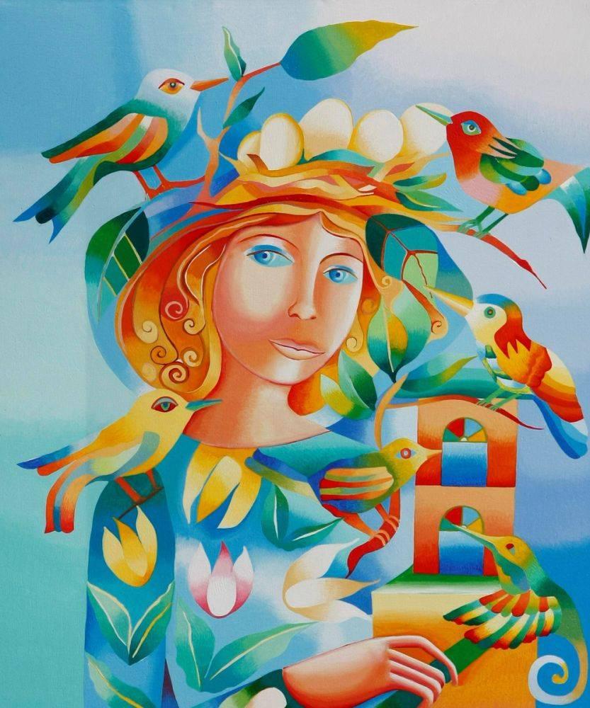 Woman with Birds