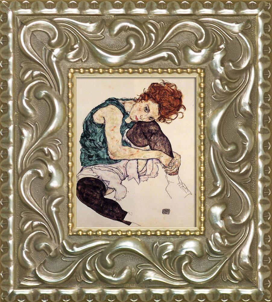 Seated Woman with Legs Drawn Up Pre-Framed Miniature