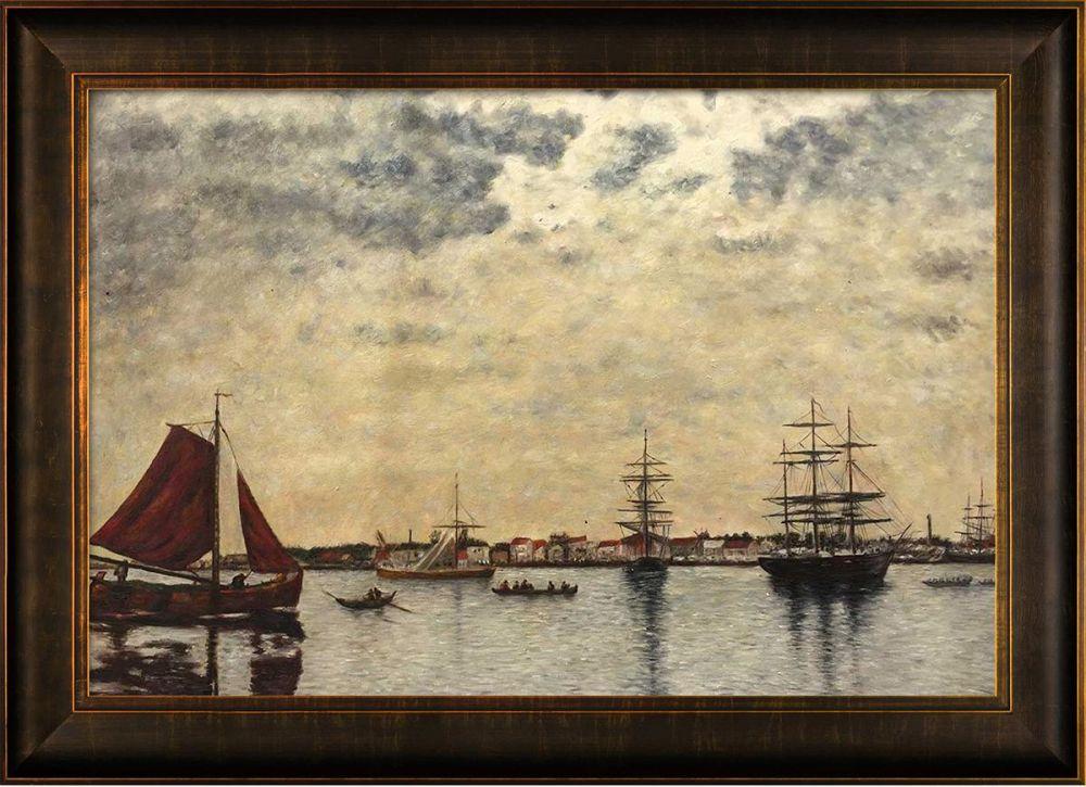 Antwerp, Boats on the River Scheldt Pre-Framed