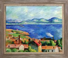 overstockArt Cezanne Bricoo Bicchiere E Piato Oil Painting with Opulent Frame Dark Stained Wood with Gold Trim
