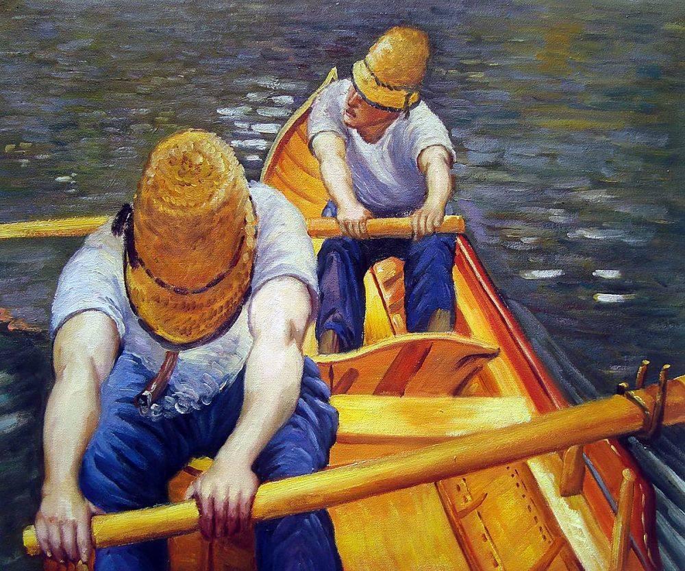 overstockArt Oarsmen Framed Oil Reproduction of an Original Painting by Gustave Caillebotte 