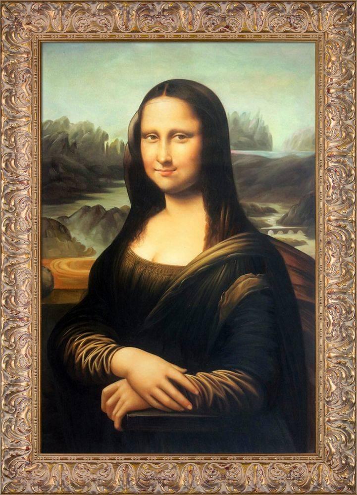 Painting Mona Lisa Picture With Frame Baroque Antique Look 45x38 CM Gold