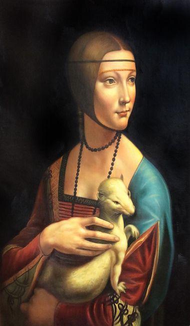 Leonardo Da Vinci, Lady With an Ermine - Hand Painted Oil Painting on ...