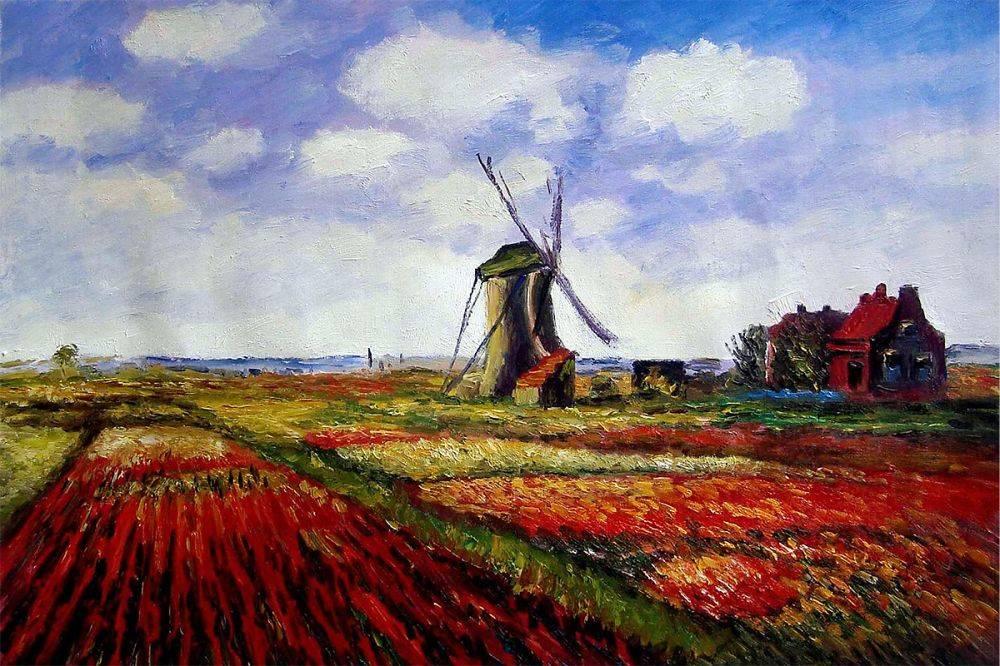 Tulip Field with the Rijnsburg Windmill