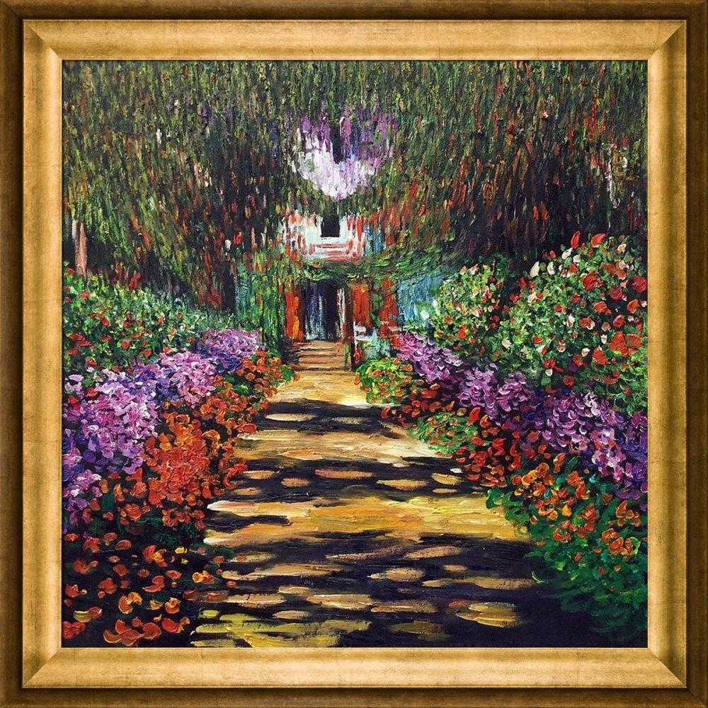 Garden Path At Giverny Pre Framed, Monet Painting Garden Path At Giverny