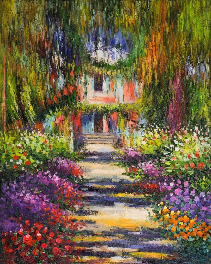 Claude Garden Path at Giverny Hand Painted Oil