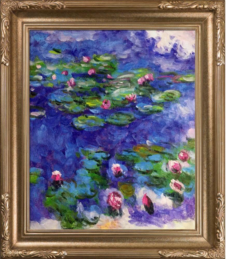 overstockArt Water Lilies Canvas Art by Monet with Florentine Gold Frame/Finish 