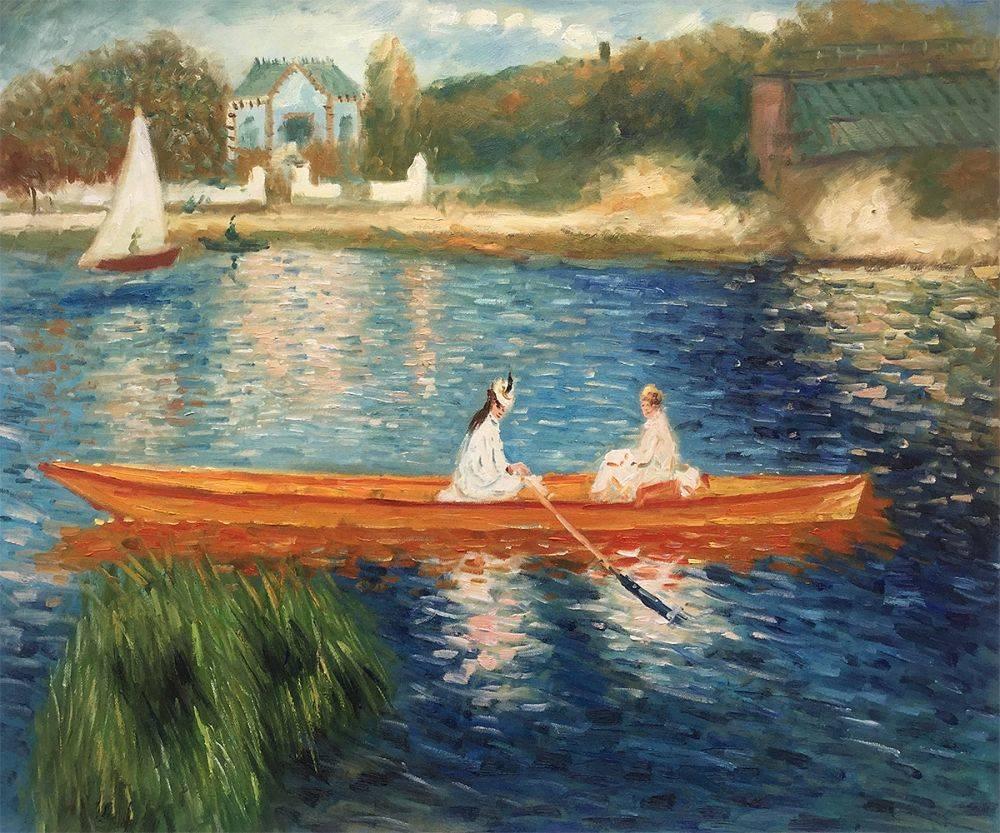 overstockArt Boating on The Seine Artwork by Renoir with Renaissance Champagne Frame 