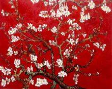 Branches of an Almond Tree in Blossom, Ruby Red Reproduction