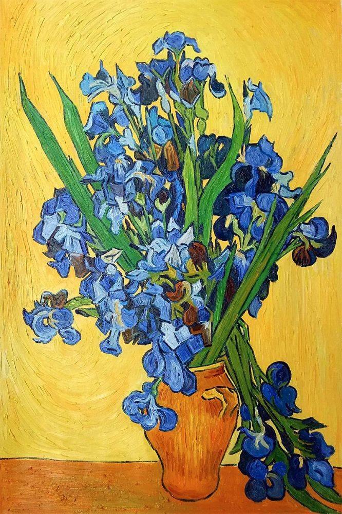 Irises in a Vase by Van Gogh Hand Painted Reproduction