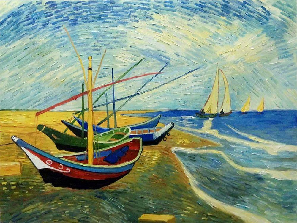 Van Gogh Painting Fishing Boats On The Beach Of St Maries 