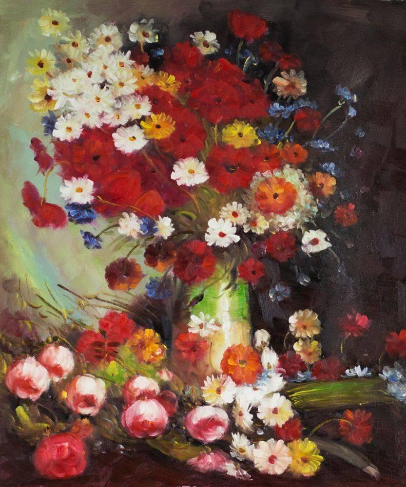 Vase with Poppies Cornflowers Peonies & Chrysanthemums - Van Gogh 