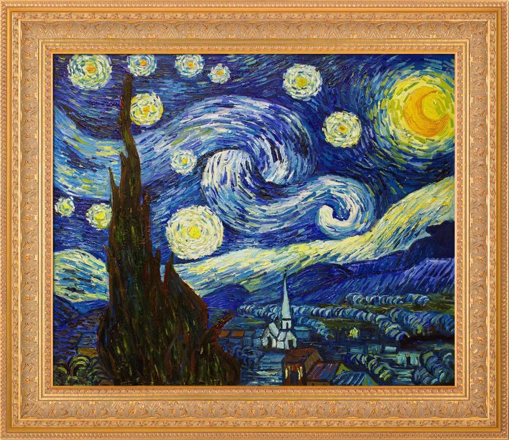 Hand Painted Vincent Van Gogh Starry Night Painting Reproduction on Canvas  