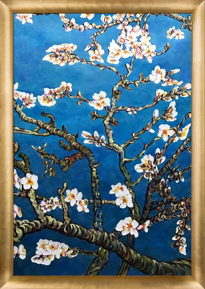 Jade Framed Hand Painted Original Artwork With Gold Luminoso Frame La Pastiche Branches Of An Almond Tree In Blossom 