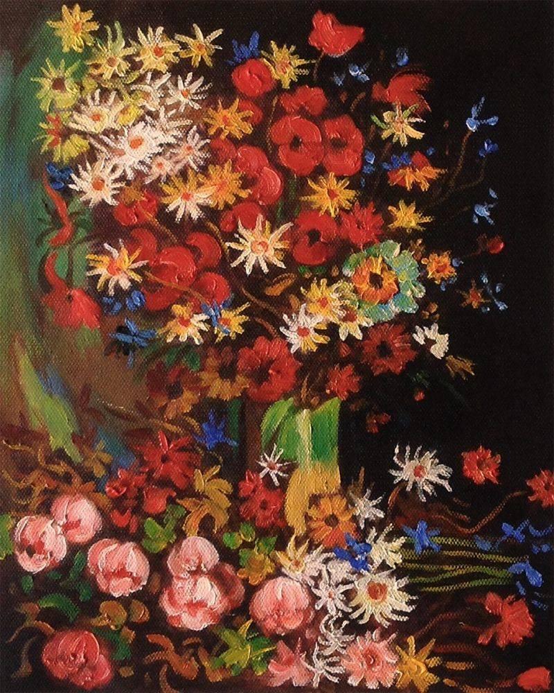 Vase with Poppies Cornflowers Peonies & Chrysanthemums - Van Gogh