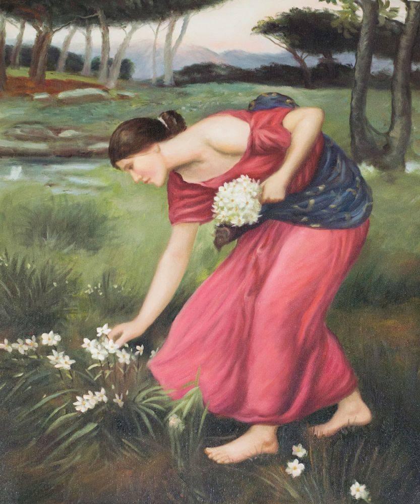 John William Waterhouse Narcissus Hand Painted Oil 