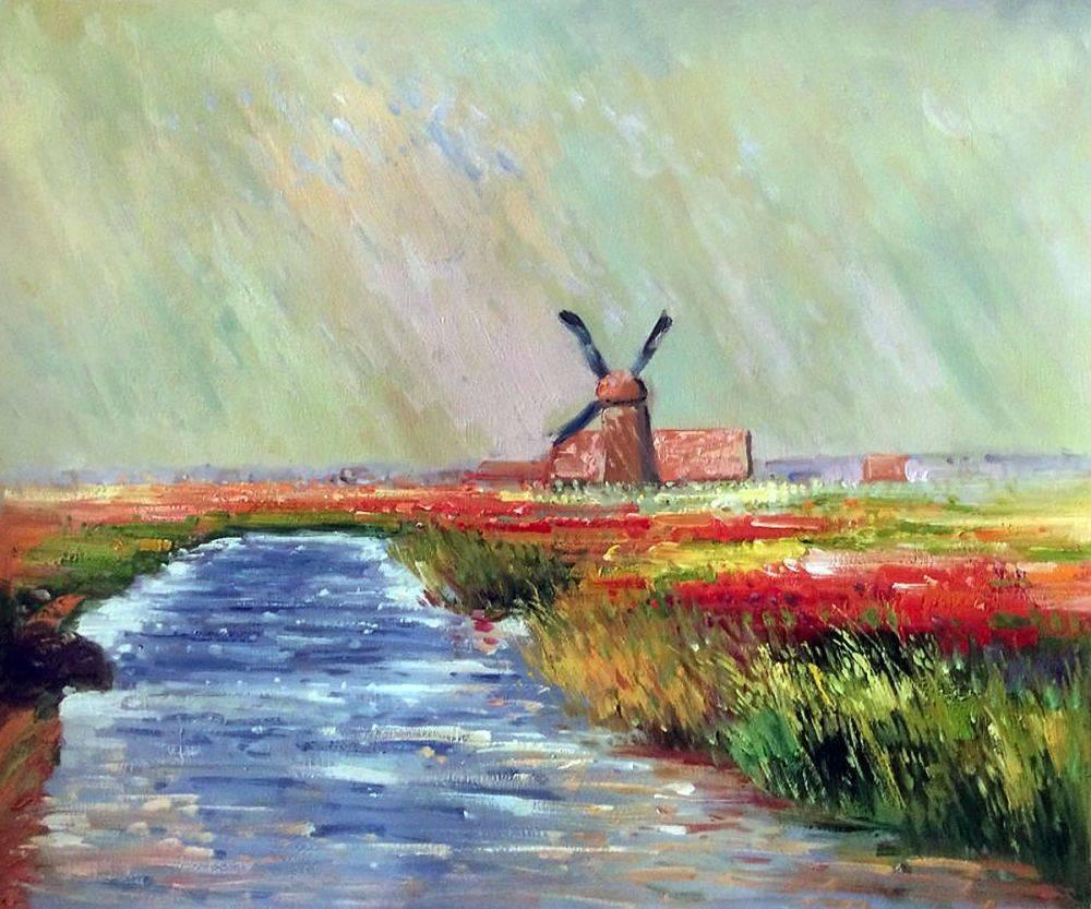 Tulip Field In Holland Claude Monet Reproduction Oil Paintings
