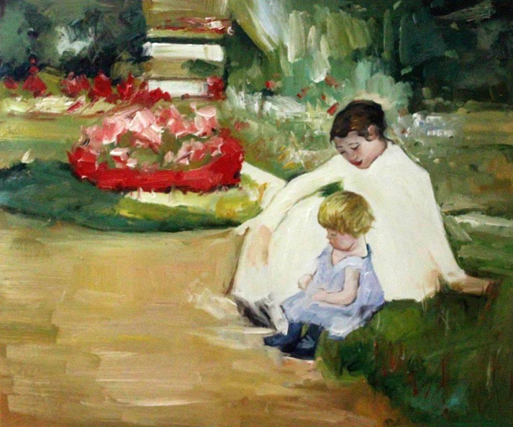 Woman and Child Seated in a Garden